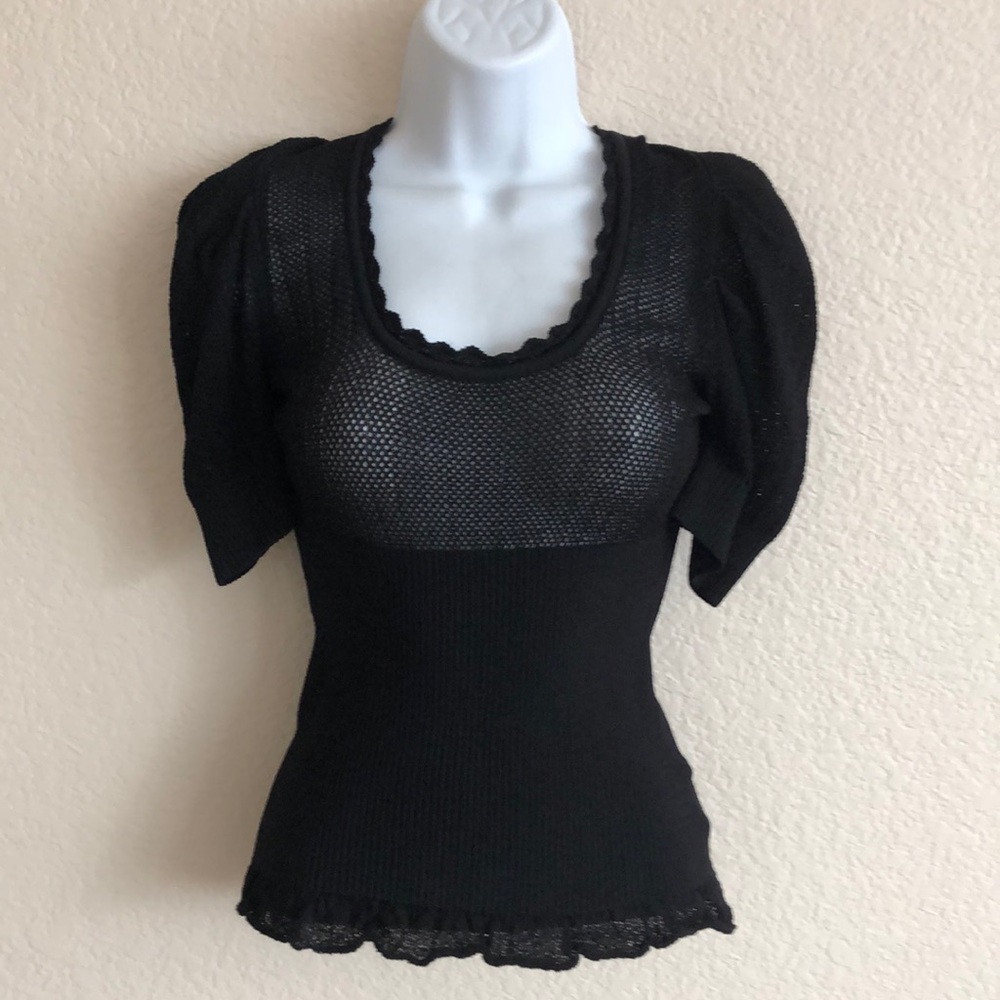 Bebe Black Crocheted Top